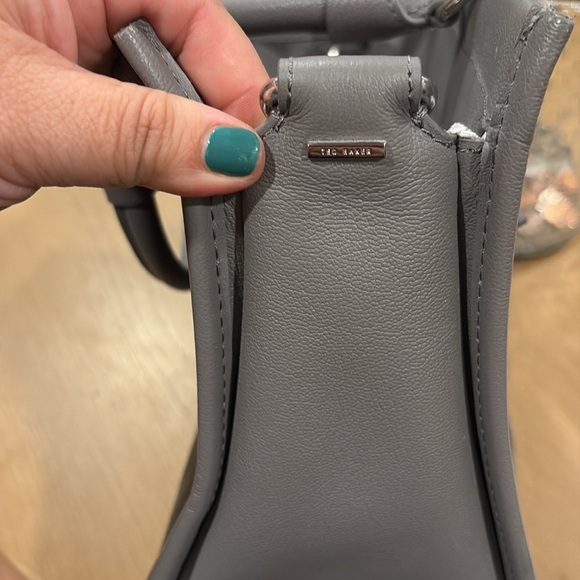 Ted Baker Gray Satchel with Structured Design and Silver Hardware - Picture 5 of 5